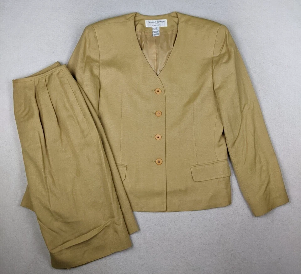 RENA ROWAN FOR SAVILLE - TRAJE FALDA MUJER BEIGE/DORADO - TALLA 12 Foto 2 de 4