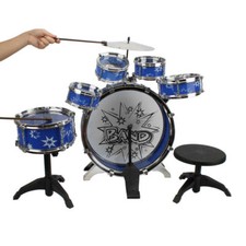 Kids Drum Set Toy Musical Instrument Playset Band Blue New
