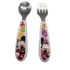 Disney Mickey Minnie Mouse Fork Spoon Utensils 2009 LEARNING CURVE Toddlers