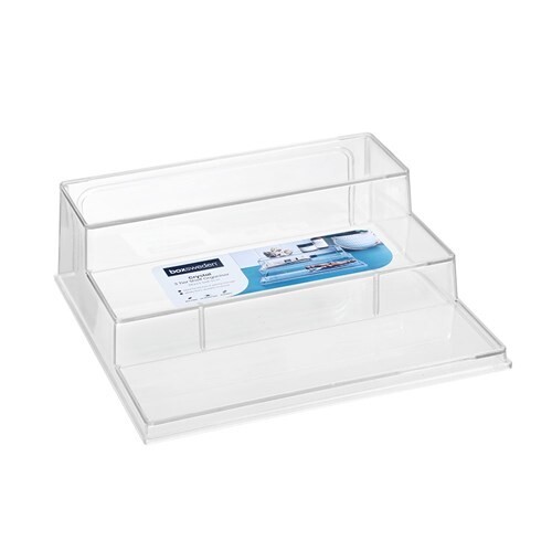 1x Crystal Clear 3 Tier Shelf Organiser Spice Jars Cosmetic Step ...