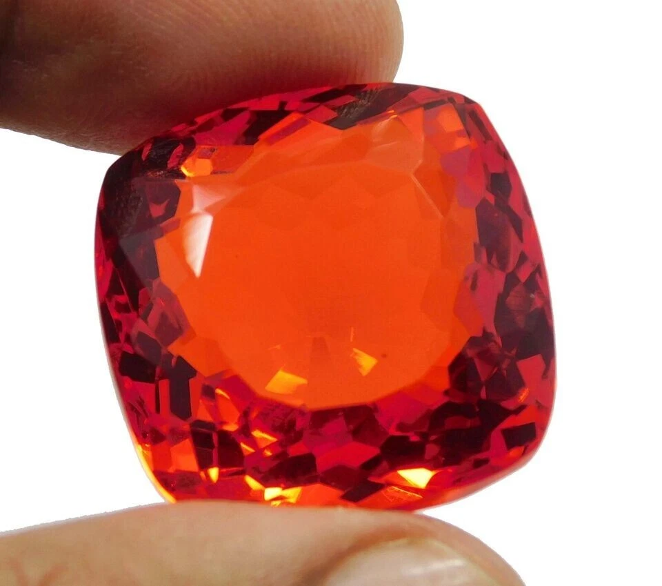 PIEDRA PRECIOSA SUELTA ÓPALO DE FUEGO MEXICANO NARANJA CORTE COJÍN CERTIFICADO NATURAL 93.36 CT Foto 3 de 4