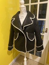 Women’s Object Suede Look Black Jacket, Uk Size 8.