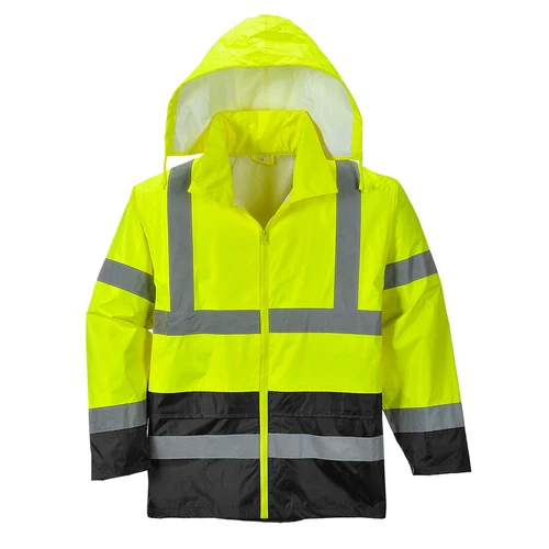 Portwest UH443 Hi Vis Classic Waterproof Rain Jacket in Reflective Contrast ANSI image 2
