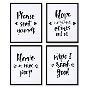 Outshine Funny Bathroom Quotes Wall Decor Art Prints 8x10 4 Pack Unframed 661094688903 Ebay