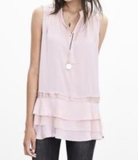 Banana Republic Satin Ruffle Hem Top Pink Sz M