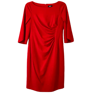 dkny women's open sleeve ruched sheath dress DKNY Women's Open Sleeve Ruched Sheath Dress SCARLET Size 12