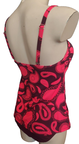 Damen Mädchen Swim Tankini SET Gr.40 UK 14 M wattiert Soft BH Aubergine Paisley - Bild 2 von 6