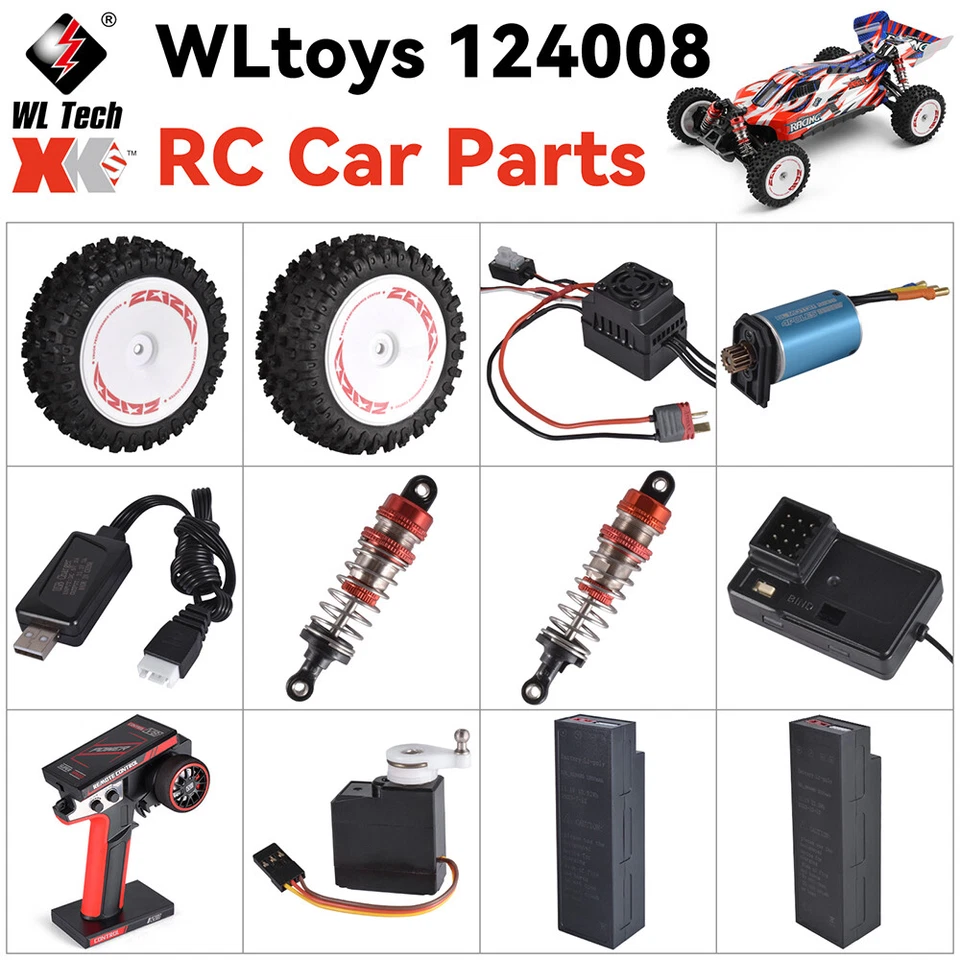 WLtoys 1/12 124008 RC Car Servo Shock Absorber Remote ESC Motor Tire Battery - image 2 of 4