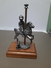  1985 Pewter Figurine Boy With Dog on Carousel Horse