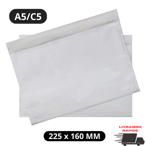 10X Pochette Adhésive Transparente Expédition Porte Document A5/C5