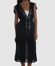  99 La Blanca Women's Black V-Neck Island Fare Swim Cover-Up Dress Size US S