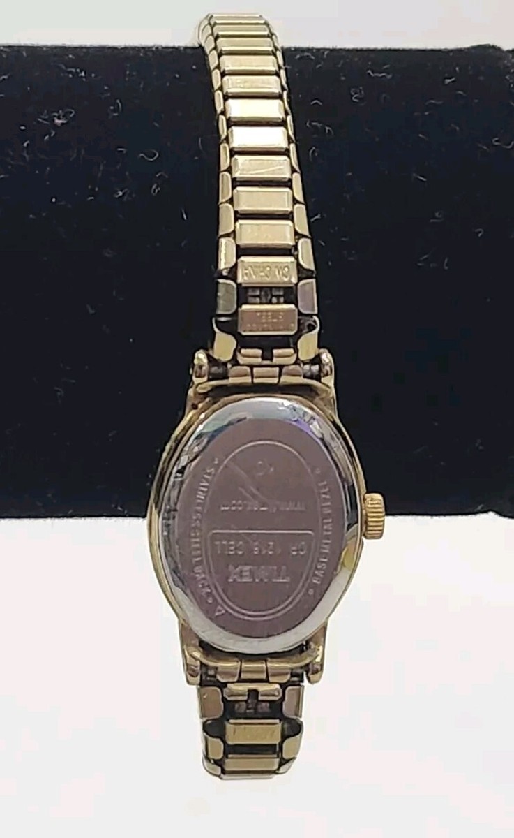 VTG Oval TIMEX GOLDTONE Ladies Stretch Band Watch White Face Not Tested Vintage Timex Women main image 2