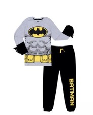 DC Comics Batman Long Sleeve Role Play Attachable Cape Joggers Pajama Set