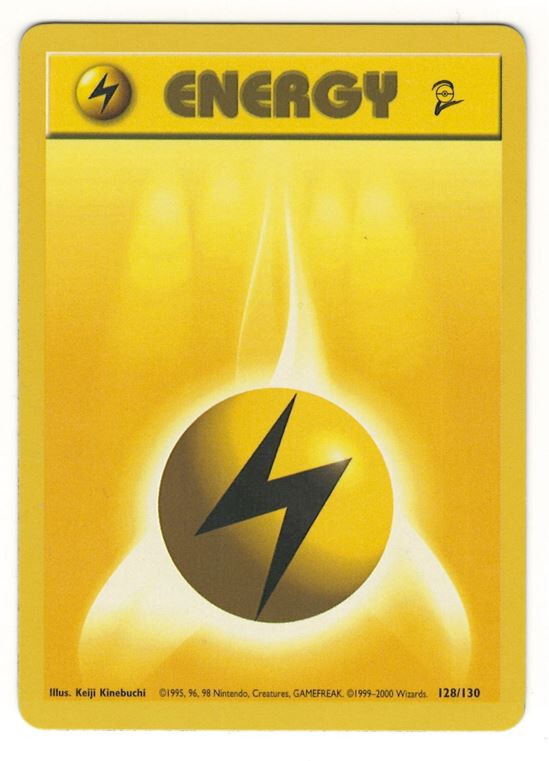 POKEMON LIGHTNING ENERGY 128/130 BASE SET 2 CARD - NEAR MINT - LOOK !!!!