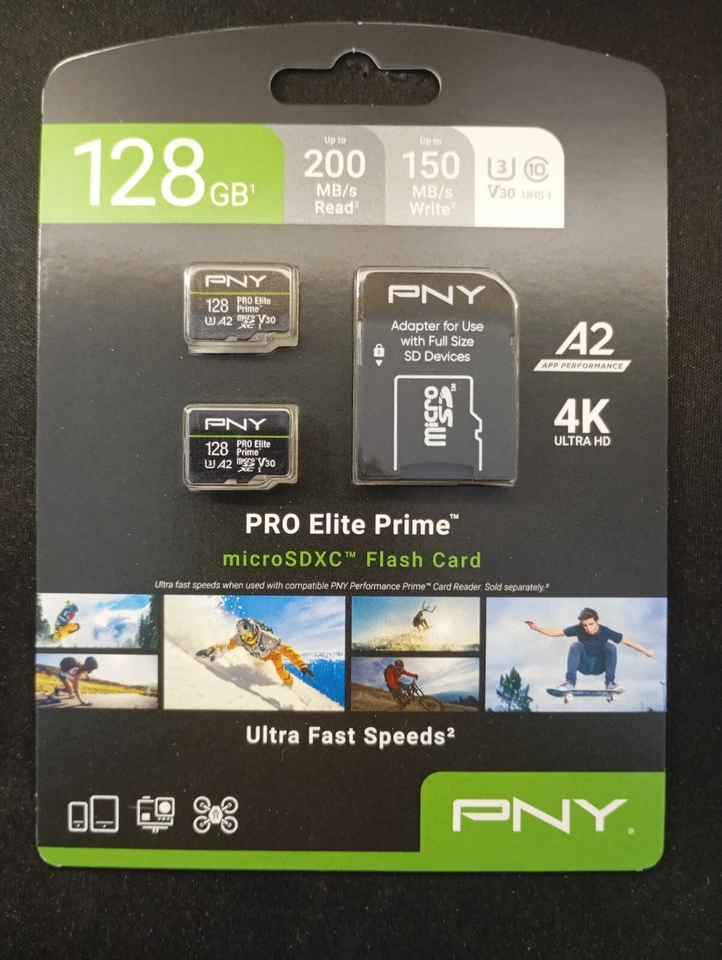 Pack 2 carte mémoire Micro SD 128GO PNY Pro Elite Prime C10 U3 V30 200MB/s NEUF - Image 3 of 4
