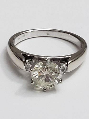 14K Weißgold Verlobungsring mit 1,50 ctw natürlichem Diamanten in der Mitte - Bild 5 von 10
