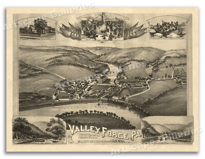 1890 Valley Forge Pennsylvania Vintage Old Panoramic City Map - 24x32