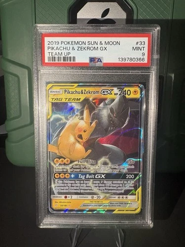2019 Pokemon Team Up Pikachu & Zekrom GX #33 PSA 9 MINT TAG TEAM Holo Rare
