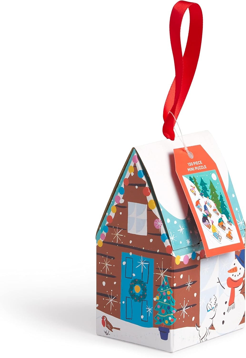 Galison Winter Sledding – 130 Piece House Shaped Puzzle 