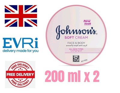 Johnson's Face & Body Cream 24 Hour Moisture Soft Cream Hydrate Skin 200ml X 2