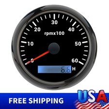 85mm Waterproof Tachometer Gauge 0-6000rpm Rpm Meter For Boat Car Truck Us
