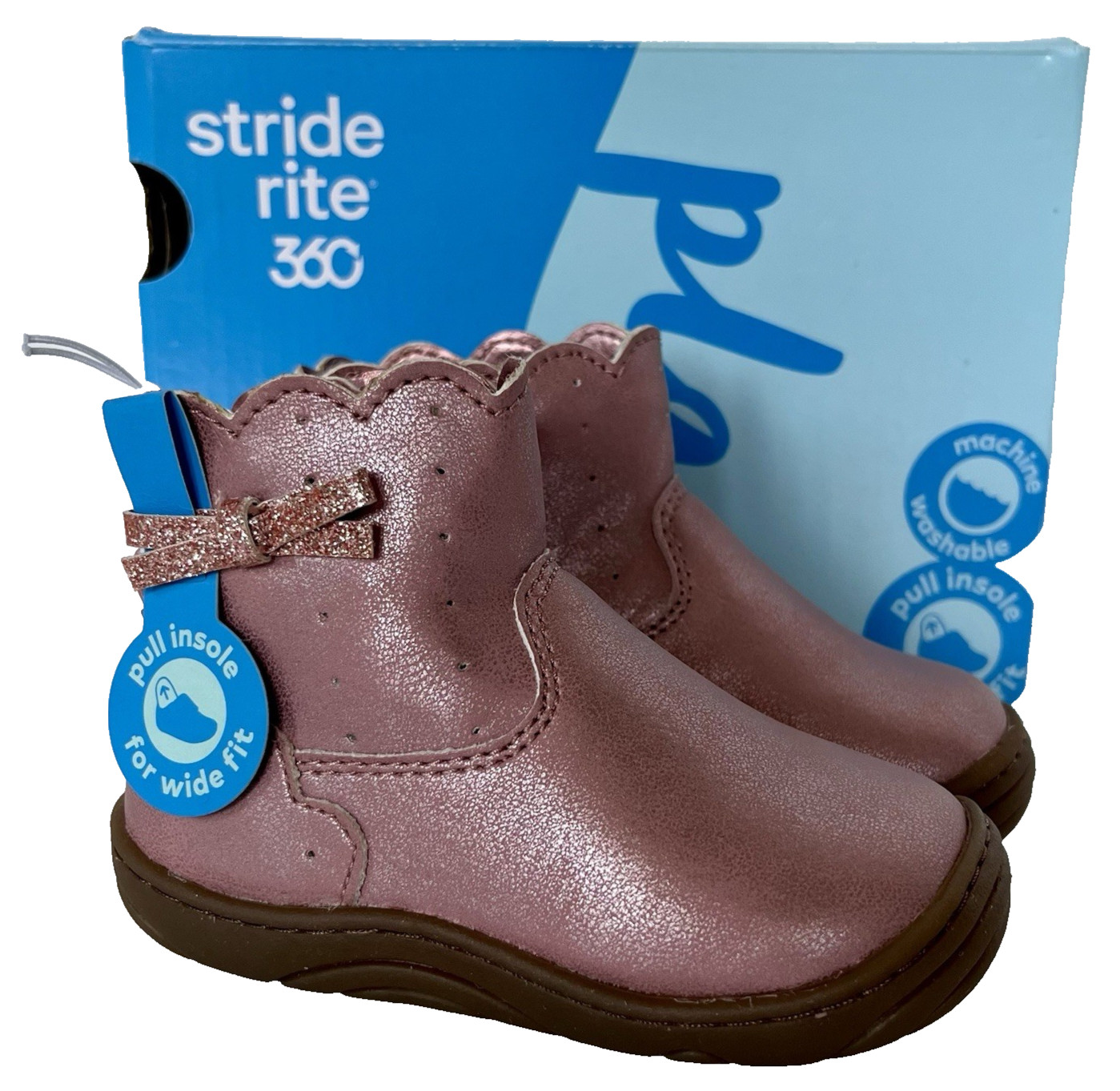 Stride Rite 360 Yuri Ankle Boots Pink Washable Fits Med-Wide Feet Size 6M NIB