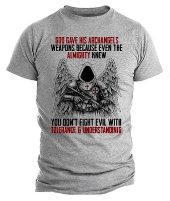 Archangel Warrior T-Shirt   Christian Graphic Tee   2nd Amendment Gun Rights
