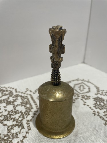 VINTAGE Brass Bell Fancy Aztec Looking Ceremonial Bell 4.5 Inches Tall ...