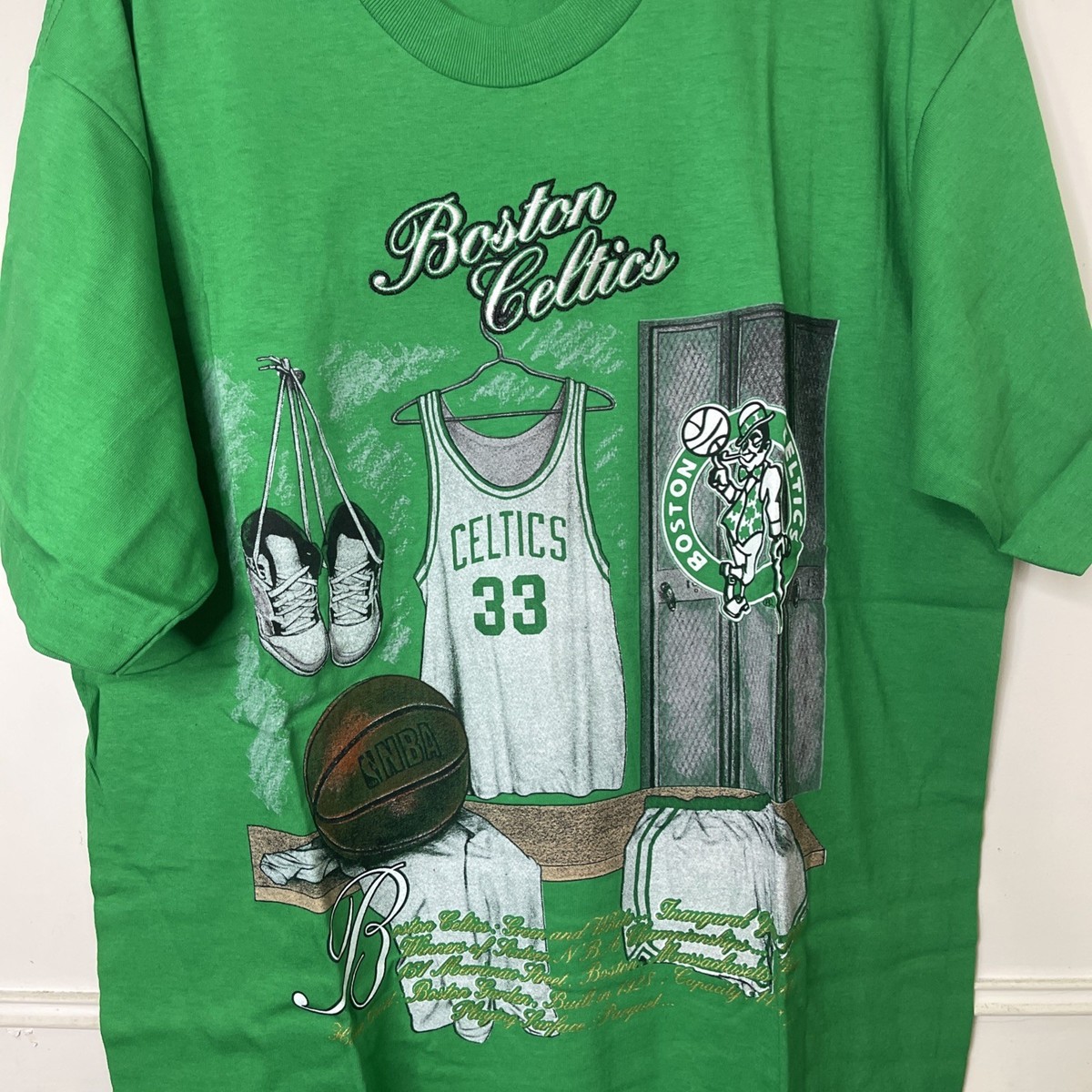Vintage 90s NWT Nutmeg Boston Celtics NBA Locker Room Home Court T
