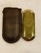 Vintage MARLBORO NO. 6 BRASS LIGHTER in LEATHER CASE -RARE