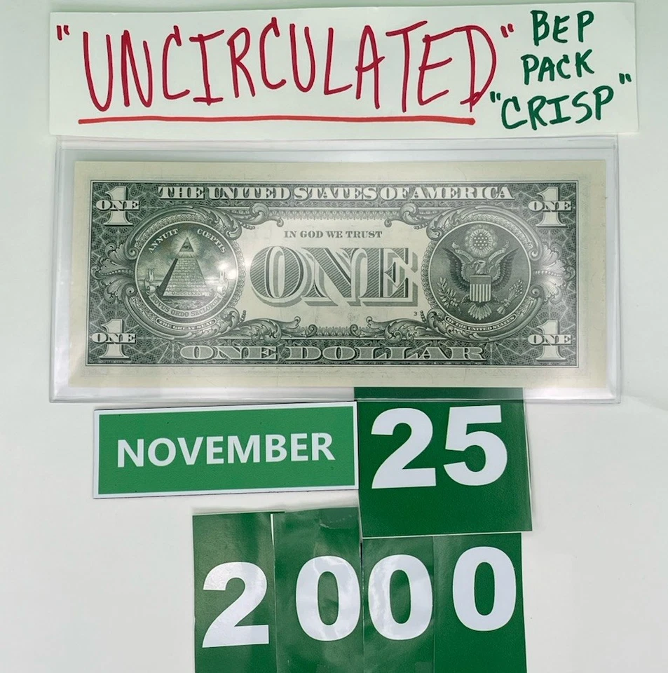 November 25 2000 BIRTHDAY 🎂 NOTE UNCIRCULATED GEMS 💎 Sealed BEP Bricks 🧱 $1 - Image 4 of 4