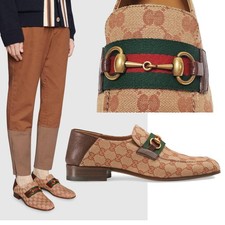 GUCCI SHOES MENS GG HORSEBIT WEB CANVAS LOAFERS $890 sz 6 US 6.5 / 40