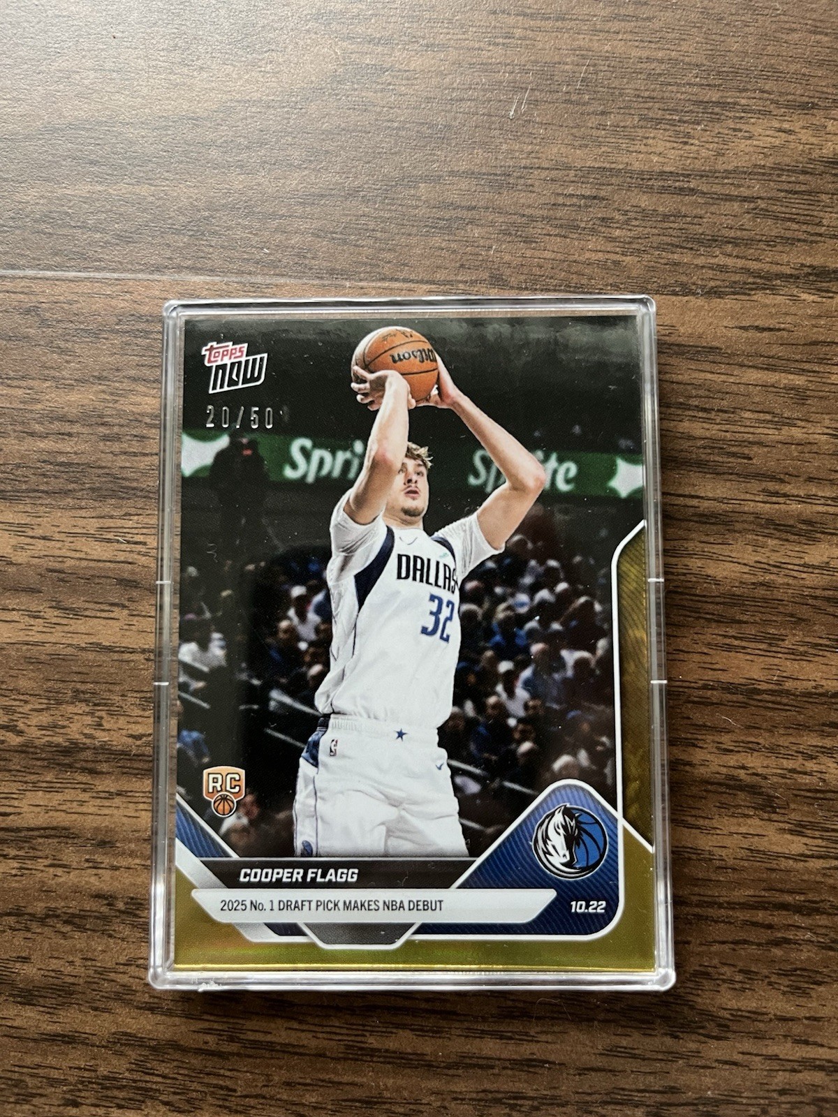 Cooper Flagg RC Debut 2025-26 NBA Topps NOW Card 6 Gold Foil Parallel 20/50