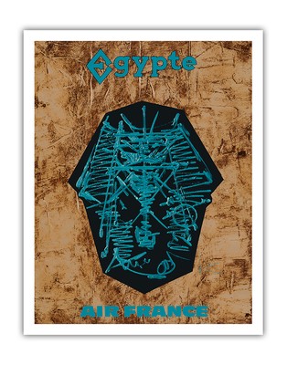 Egypt (Egypte) - Sphinx of Giza - Vintage Airline Travel Poster by Mathieu 1966