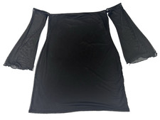 Fashion Nova Black Off Shoulder Lined Dress Long Sheer Sleeves 3X