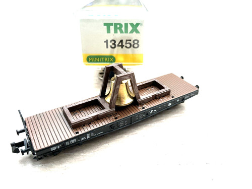 Trix 13458 Spur N, 6-achsiger Schwerlastwagen mit Glocke, DR, OVP | Zustand: Gebraucht