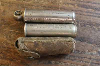Three Vintage Schrader Tire Pressure Gauges-1 Has Original Pouch