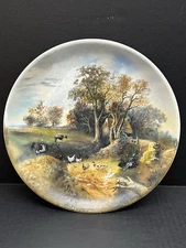 Vintage Decorative Porcelain Plate Hand Painted with Lanscape Design 10”