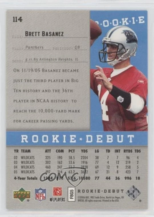 2006 Upper Deck Rookie Debut Rookie Holofoil /325 Brett Basanez #114 RC - Image 2 of 2