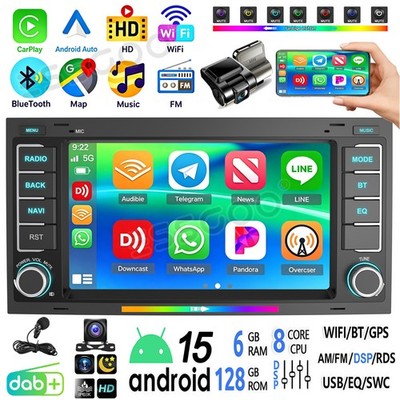 DAB+  Für VW T5 Multivan Transporter Autoradio Android 15 6+128G Carplay GPS DVR