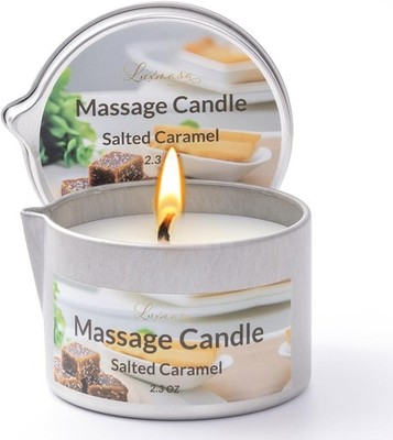 LUXMASA Massagekerze Low Temp Sojawachs ätherisches Öl Therapie Salted Caramel 65g