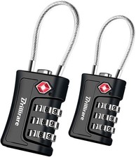 2 Pack TSA Approved Luggage Locks, Combination Travel Cable Padlock, 3-Digit