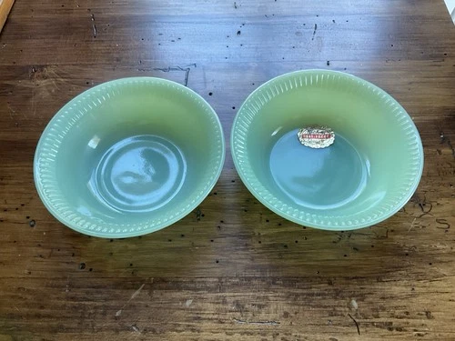 Vintage Fire King Jane Ray Jadeite Berry Bowls Set Of 2