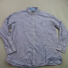 Ralph Lauren Shirt Mens XL Long Sleeve Lightweight Button Front Purple Stripes