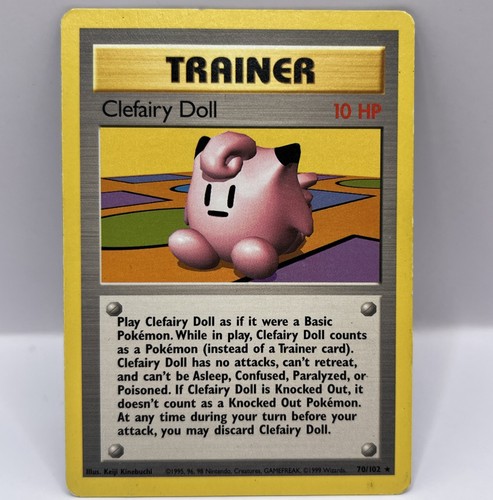 MP Pokémon Clefairy Doll Base Set 70/102 Regular Rare WOTC Vintage TCG Card