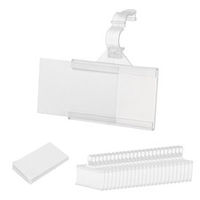 25Pcs 2x1.4" Wire Shelf Label Holders with Double Snap Lock Closure, PVC Sheet