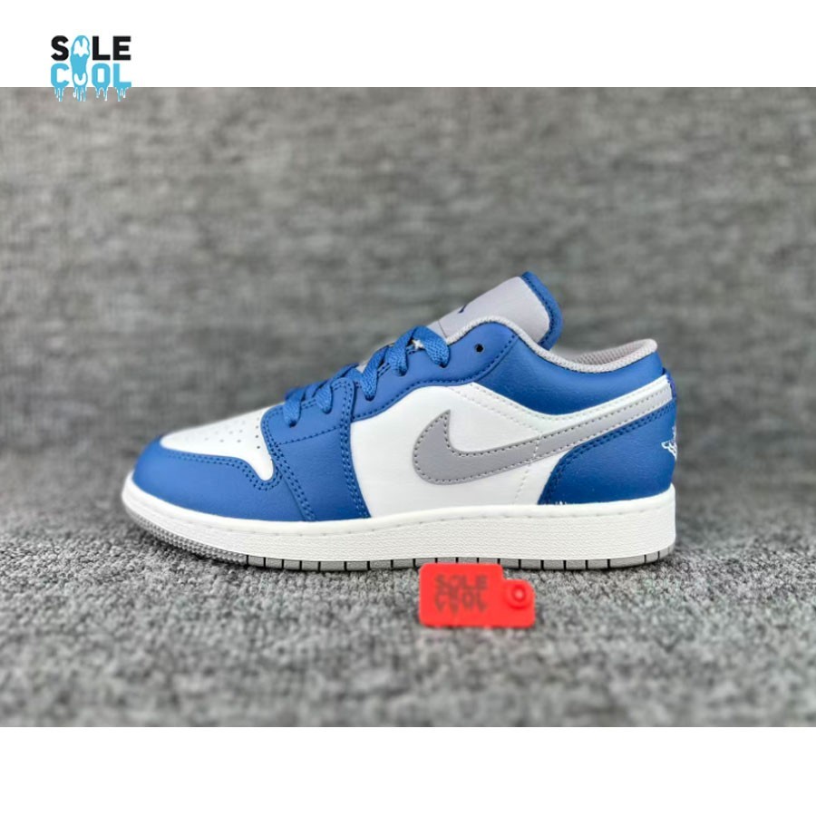 Nike Air Jordan 1 AJ1 Low GS True Blue Grey White Shoes 553560-412