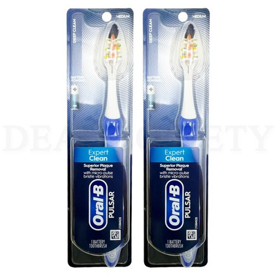 #ad Oral B Vibrating Expert Clean Battery Powered Pulsar Toothbrush Medium Lot of 2 $17.99