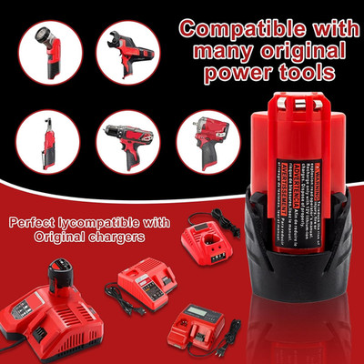 Battery Replacement for Milwaukee M12 12V: Batteries 4.0 Ah Lithium Compatibl...