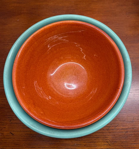 Vintage Pottery Ringware Bauer Design Mixing Bowls - Set of 2 Unmarked #12 & #18